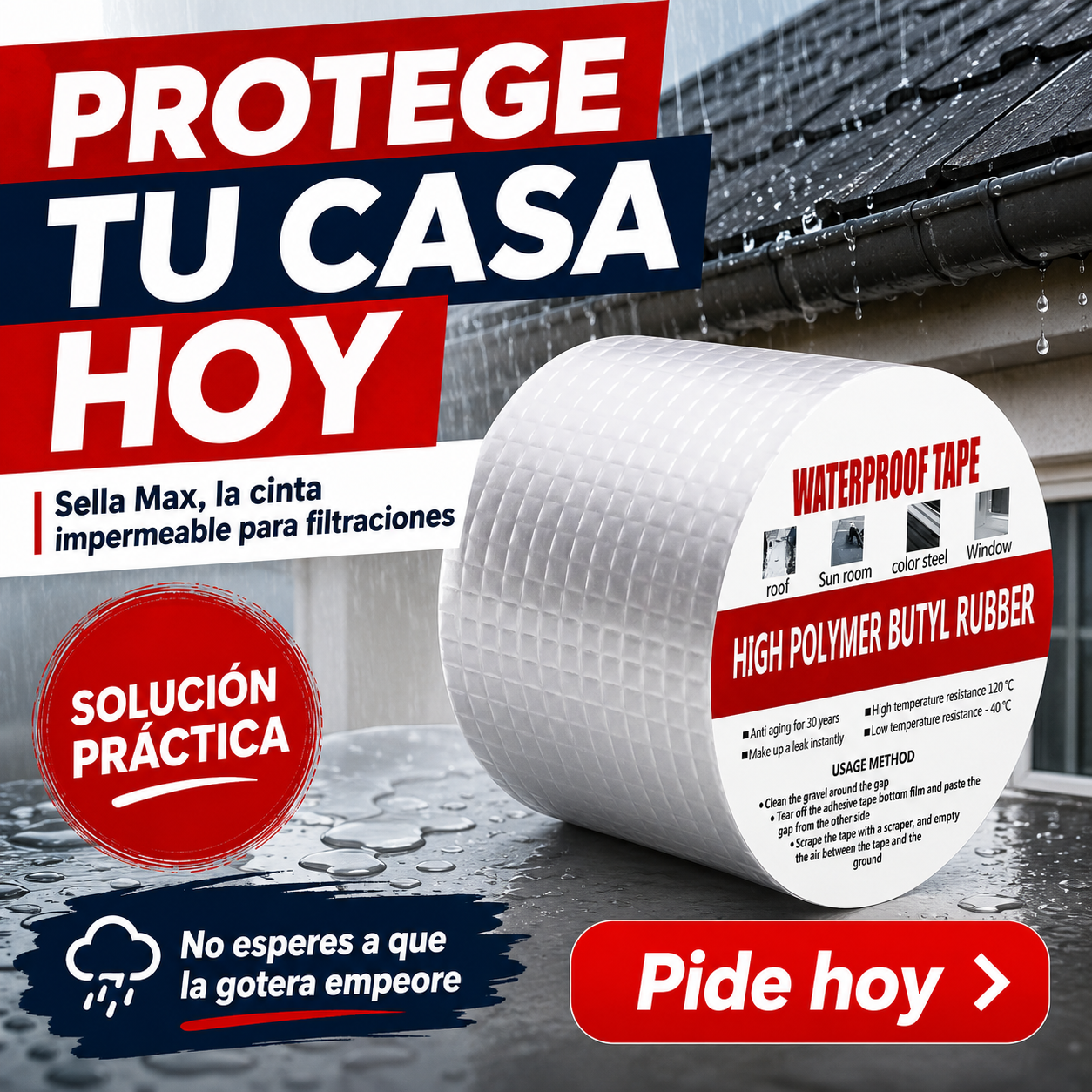 SellaMax — Cinta Butílica Antigoteras 10cm con Aluminio Reforzado