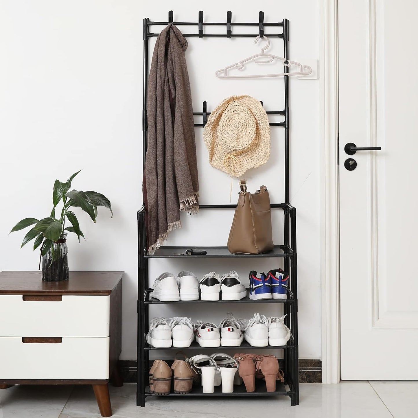 ¡Basta de Caos y Desorden! 🏠💥 Organiza tus Zapatos en Minutos con Este Zapatero y Perchero Multifuncional de Hierro