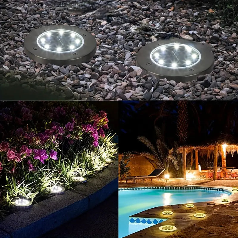 Pack de 4 Lámparas Solares de Estaca 8 LED Fria para Jardín y Patio ☀️ – ¡Envío Gratis! 🎁