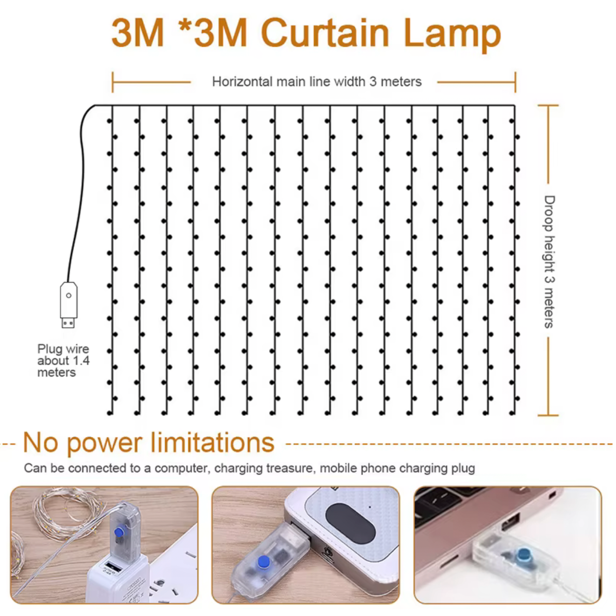 🌟 Cortina LED 3x3 – Luz mágica en casa - Paga al Recibir
