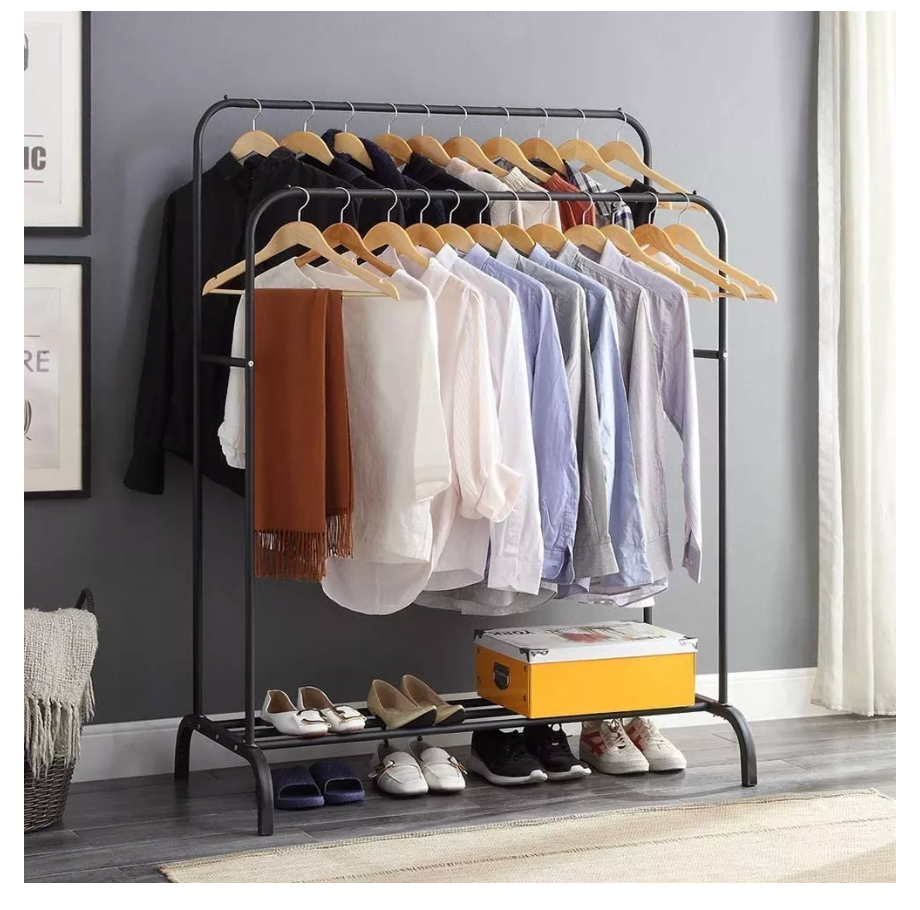 Perchero 110cm x 150cm x 54cm Metálico Doble Closet Exhibición Organizador Hogar
