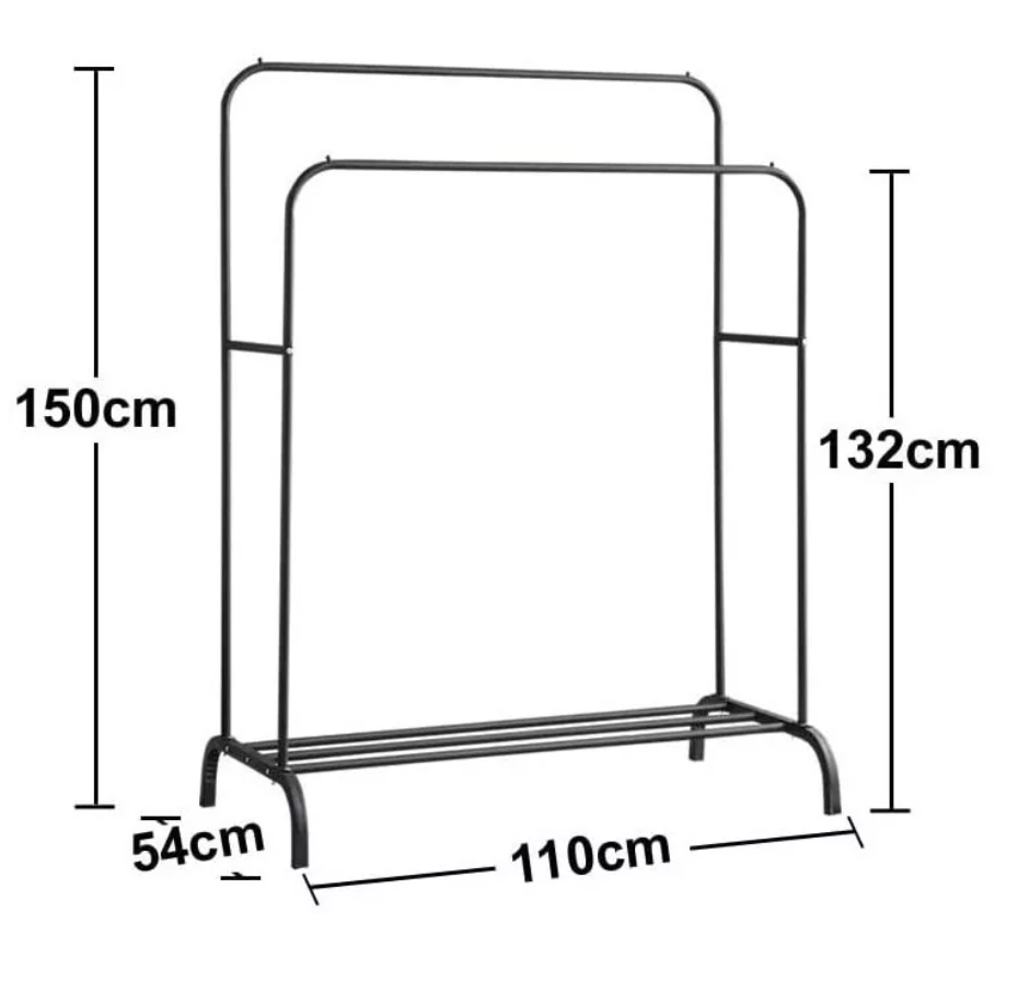 Perchero 110cm x 150cm x 54cm Metálico Doble Closet Exhibición Organizador Hogar