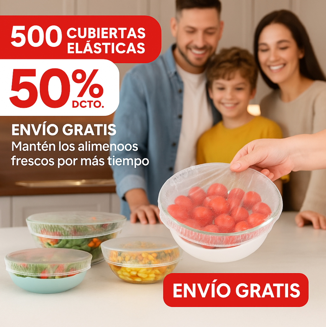 500 Cubiertas Elásticas Reutilizables para Alimentos 🥗 Conserva, Protege y Ahorra