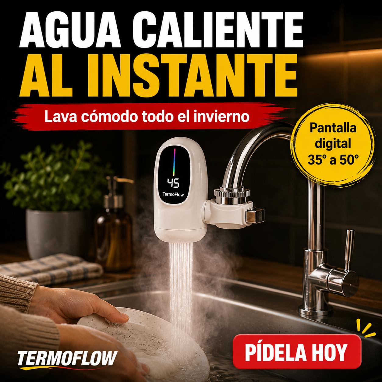 TermoFlow — Llave Grifo Eléctrica con Agua Caliente al Instante y Pantalla Digital