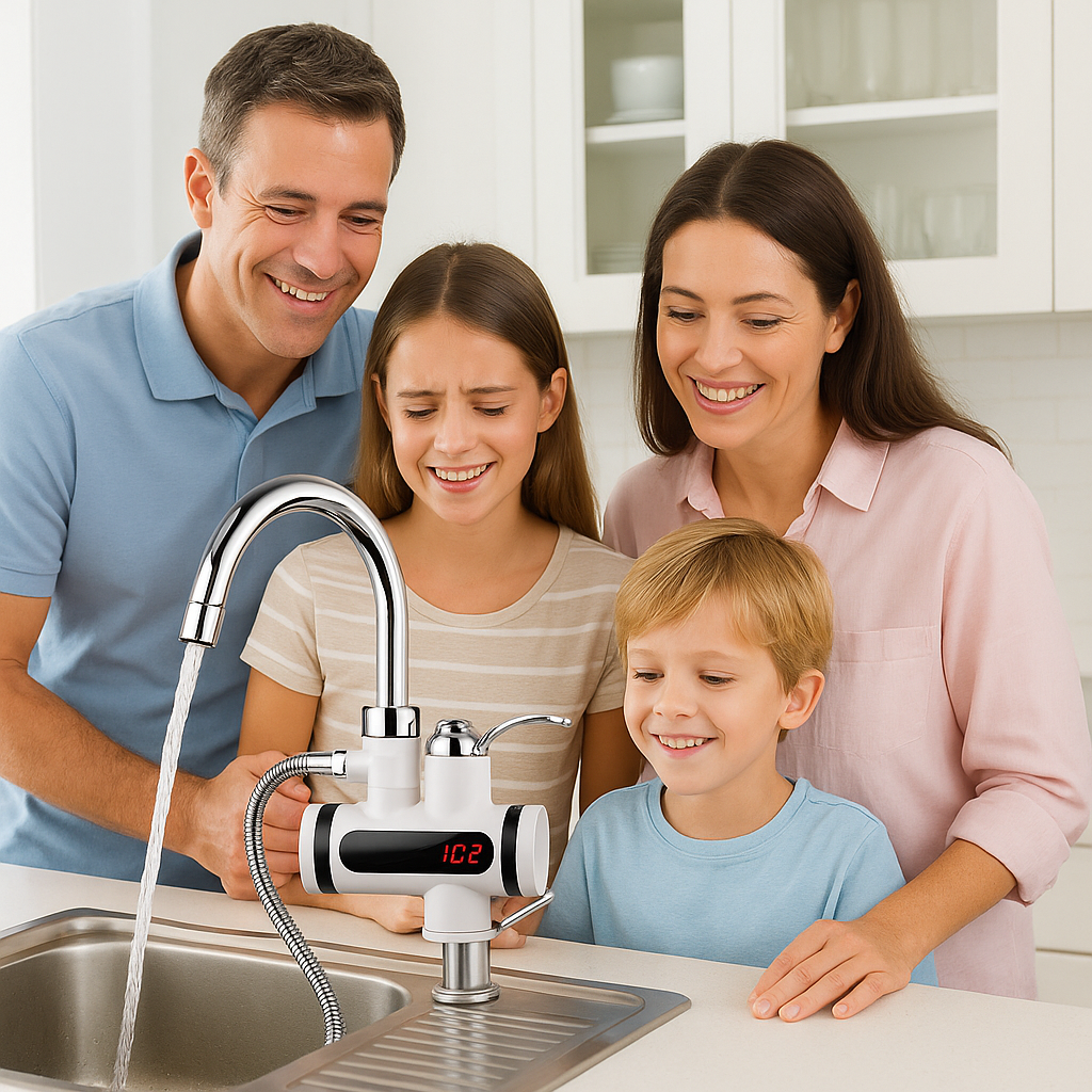 Calentador de Agua Eléctrico 2 en 1 para Ducha y Grifo — ¡Agua caliente al instante, sin complicaciones!