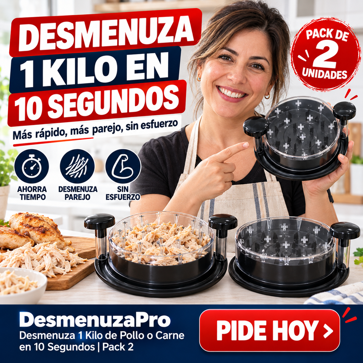 DesmenuzaPro — Desmenuza 1 Kilo de Pollo o Carne en 10 Segundos | Pack 2