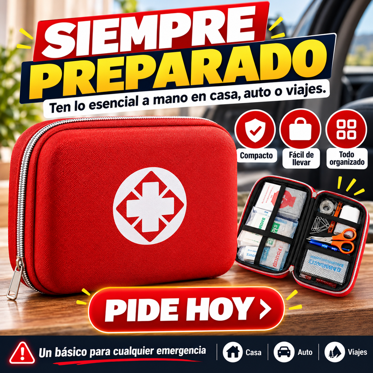 AuxiPro — Botiquín de Primeros Auxilios Portátil | Lleva 1 + 1 GRATIS