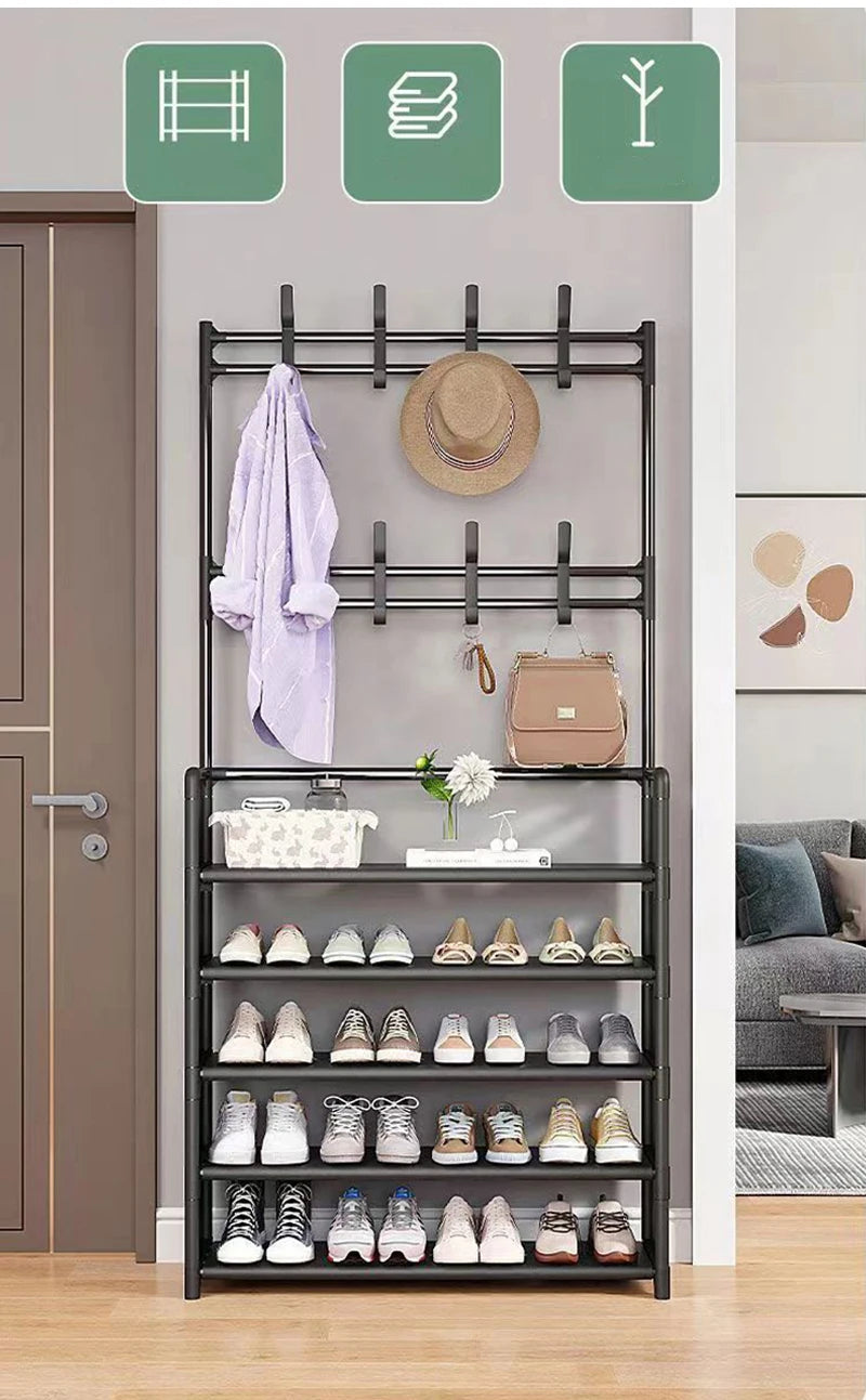 ¡Basta de Caos y Desorden! 🏠💥 Organiza tus Zapatos en Minutos con Este Zapatero y Perchero Multifuncional de Hierro