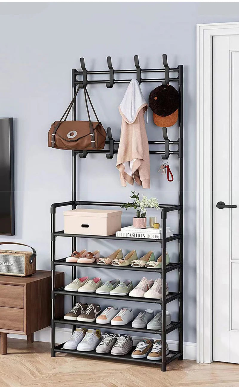 ¡Basta de Caos y Desorden! 🏠💥 Organiza tus Zapatos en Minutos con Este Zapatero y Perchero Multifuncional de Hierro