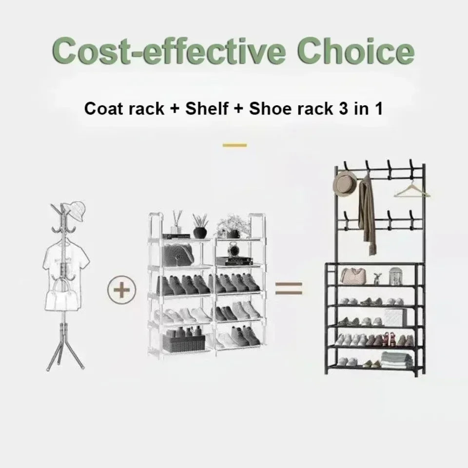 ¡Basta de Caos y Desorden! 🏠💥 Organiza tus Zapatos en Minutos con Este Zapatero y Perchero Multifuncional de Hierro
