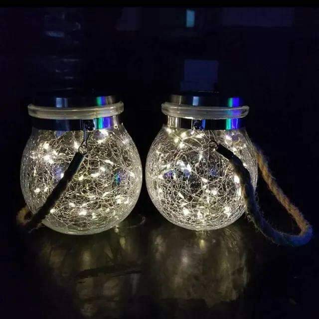 2 ESFERAS LED SOLAR COLGANTE