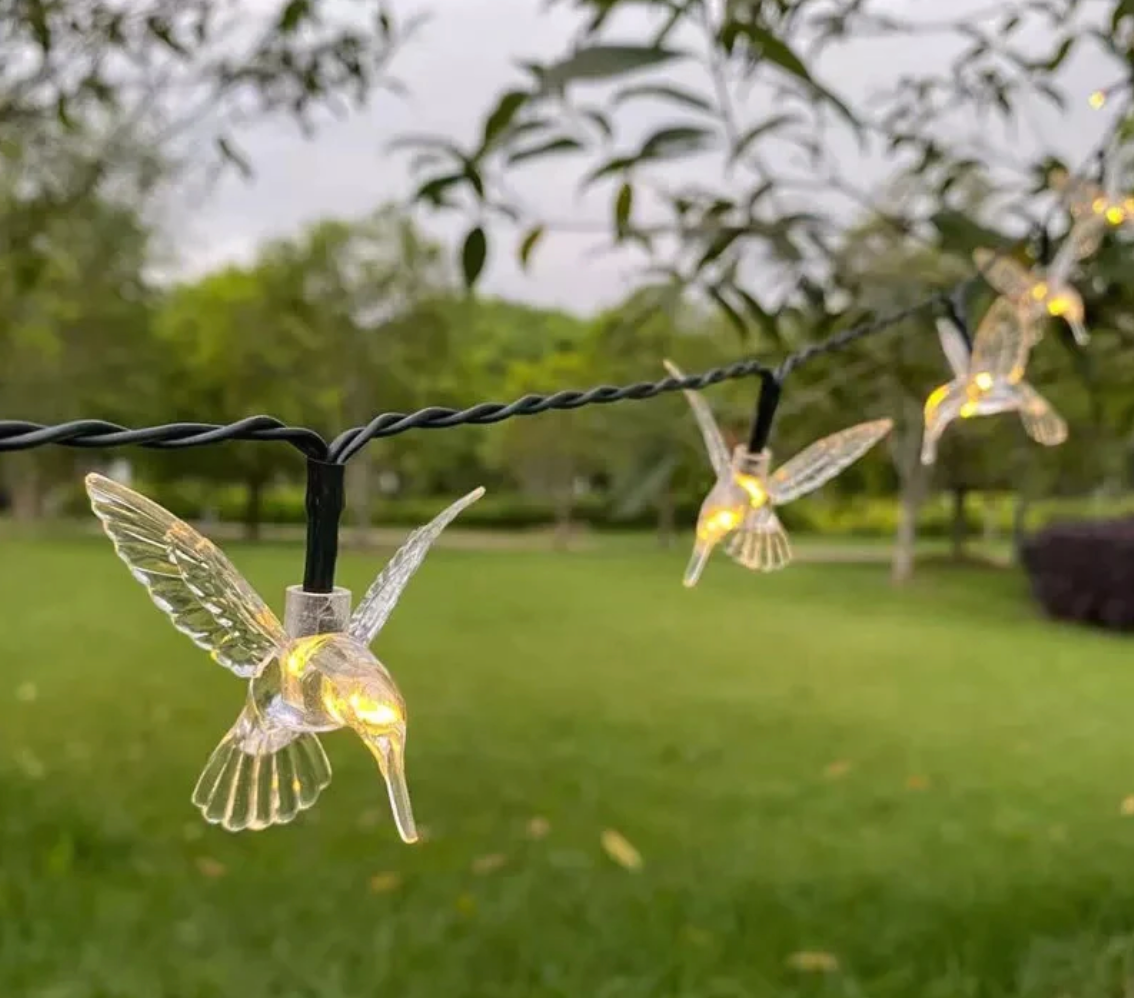 GUIRNALDAS DE LUZ SOLAR LED EN FORMA DE COLIBRI