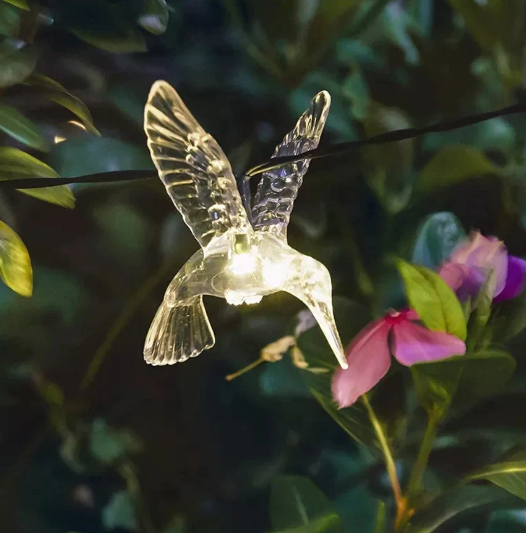 GUIRNALDAS DE LUZ SOLAR LED EN FORMA DE COLIBRI