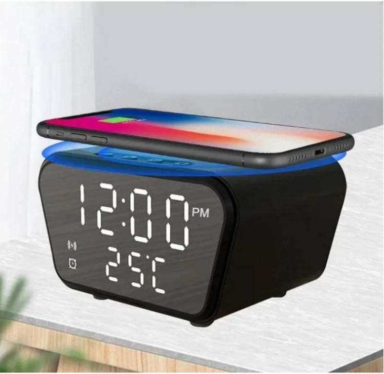 Reloj Despertador Con Cargador Inalámbrico Y Termómetro