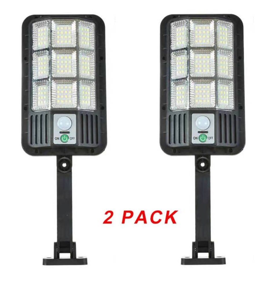 Pack 2 foco Led Solar 120 Led Luminaria Sensor Control Remoto