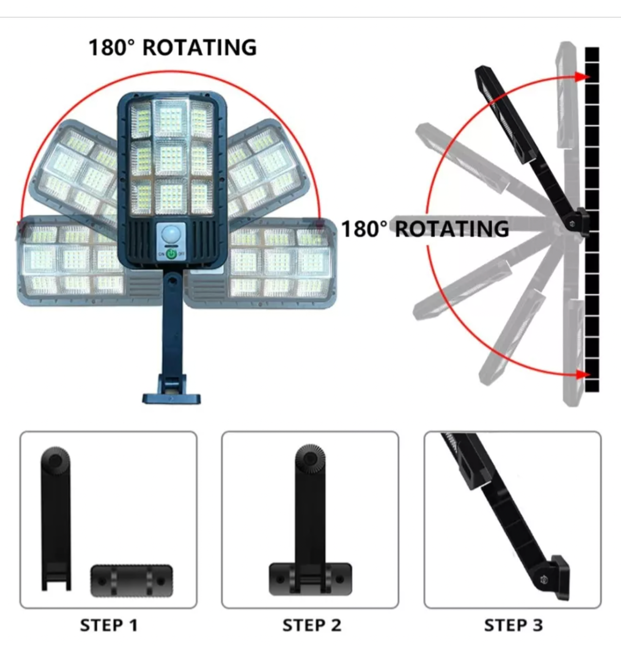 Pack 2 foco Led Solar 120 Led Luminaria Sensor Control Remoto