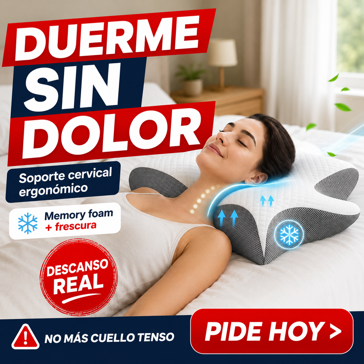 CervicalPro — Almohada Ortopédica Cervical Memory Foam 62cm | Alivia el Dolor de Cuello