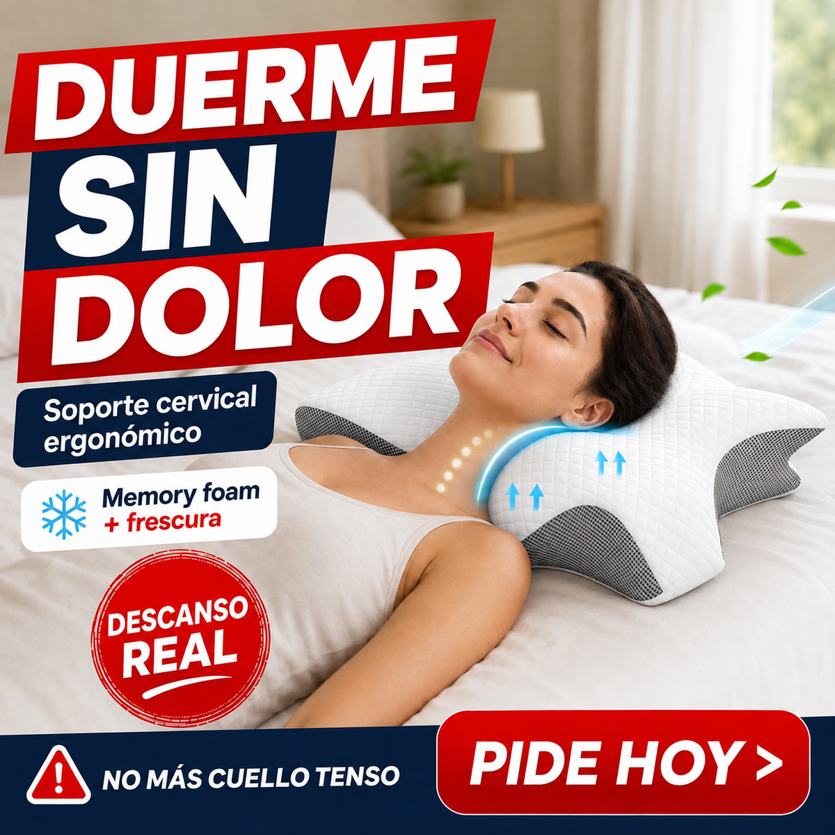 Almohada Cervical Japonés Memory Foam 62cm — Alivia el Dolor de Cuello