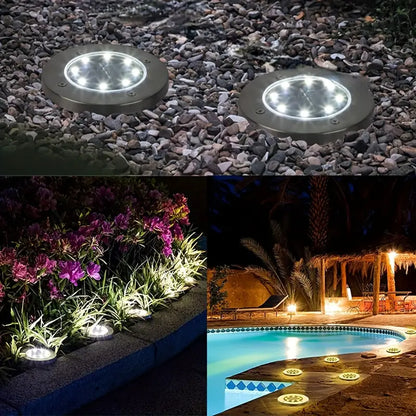 Pack 4 Lámparas Solar ☀️ Estaca 8 Led Para Patio Jardín Exterior luz Fría - Envío Gratis 🎁