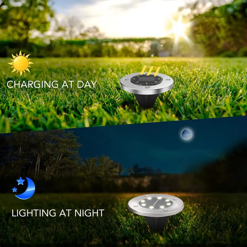 Pack 4 Lámparas Solar ☀️ Estaca 8 Led Para Patio Jardín Exterior luz Fría - Envío Gratis 🎁