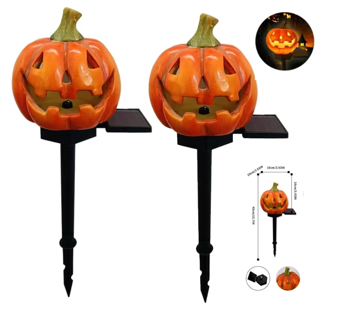 Pack de 2 Estacas Solares De Calabaza para Halloween 🎃🎃