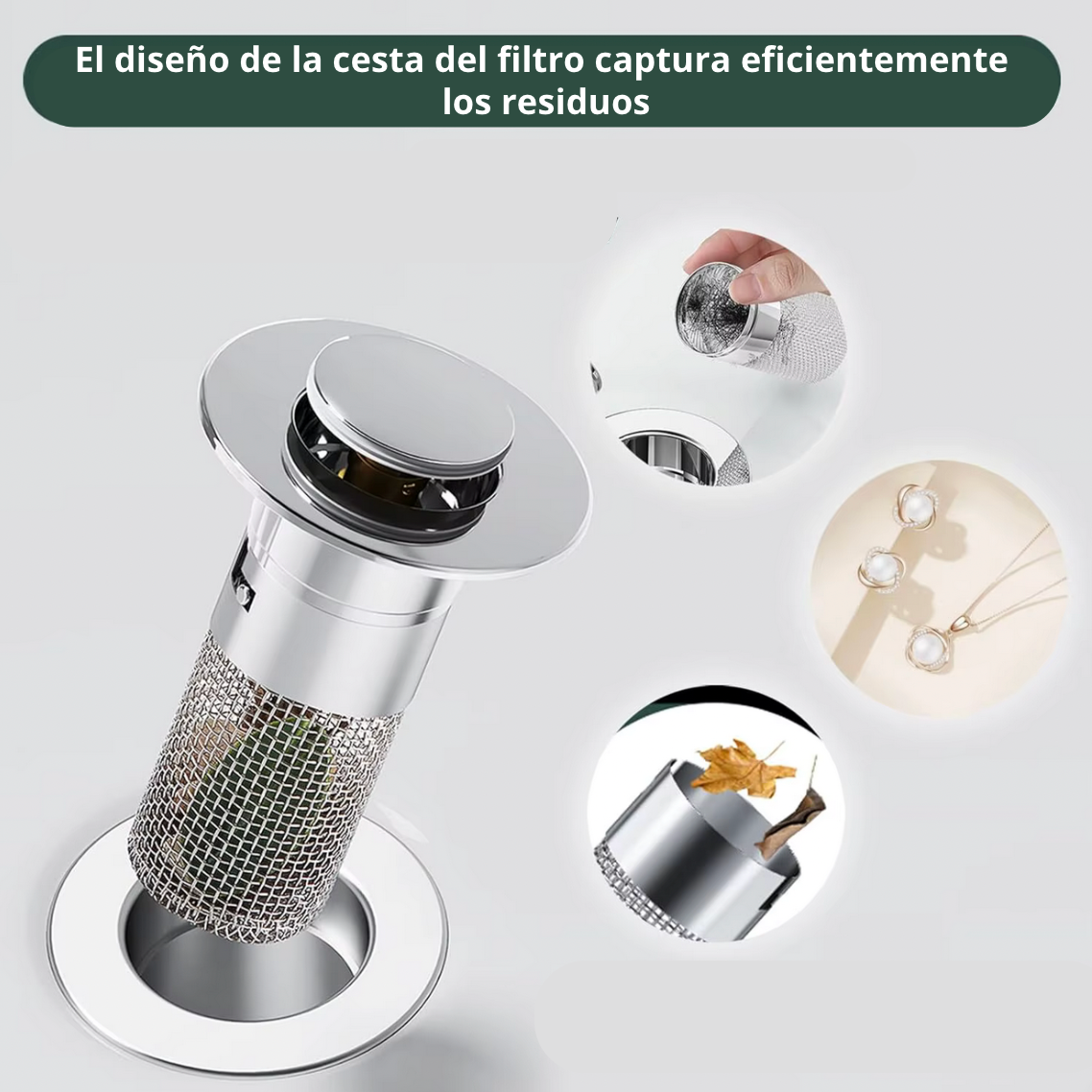 Recoge Pelos, Sarcillos, Anillos y Cadenas 🚿 ¡Adiós Atascos! | Envío GRATIS y Paga al Recibir 🏠