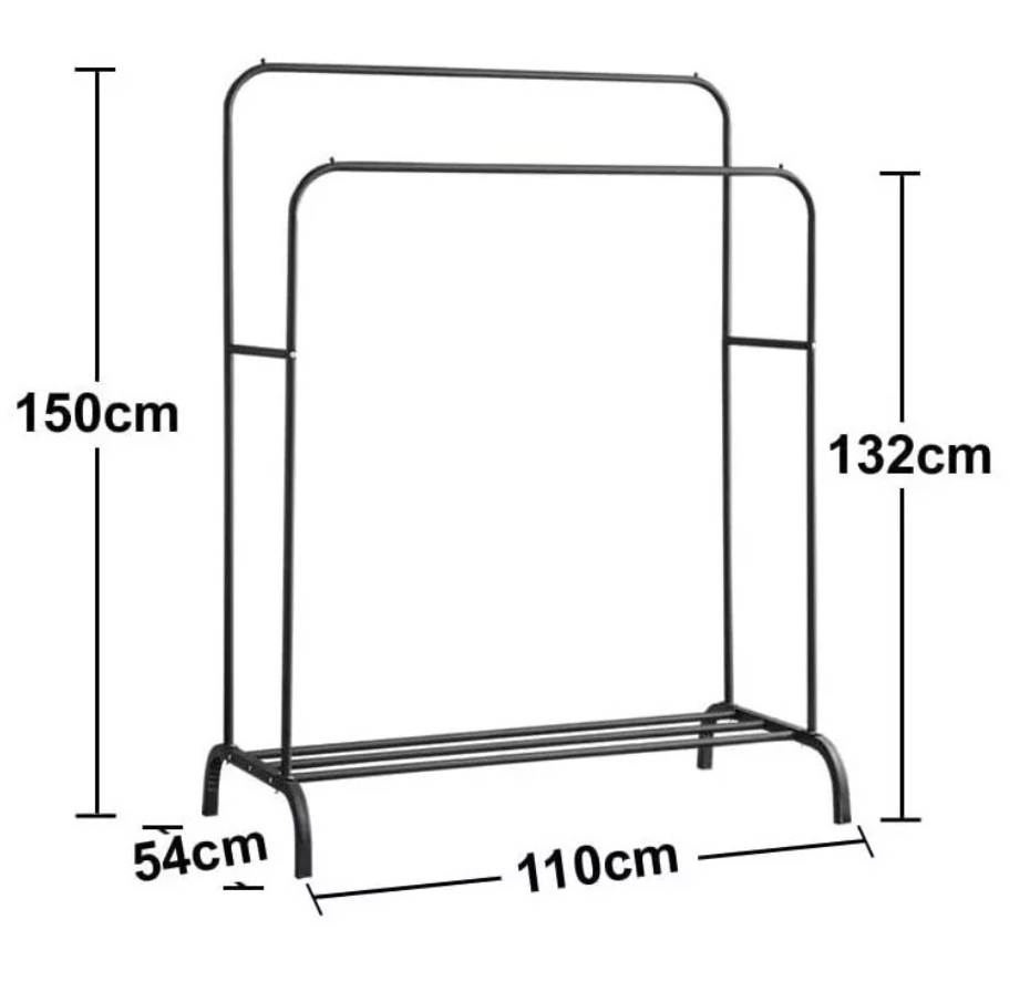 Perchero 110cm x 150cm x 54cm  Metálico Doble Closet Exhibición Organizador Hogar