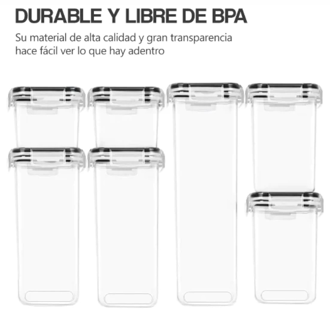 Set 7 Contenedores Hermeticos Organizador Cocina Premium