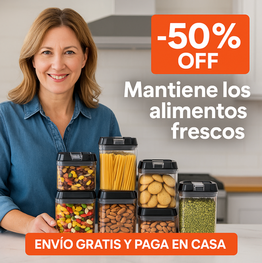 Set de 7 Recipientes Herméticos Airtight® – Orden, Frescura y Espacio para tu Cocina