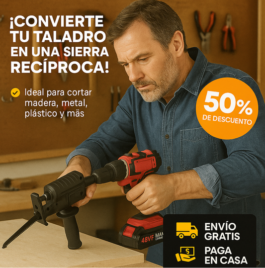Convierte tu taladro en una sierra recíproca profesional con 3 hojas intercambiables 🔥