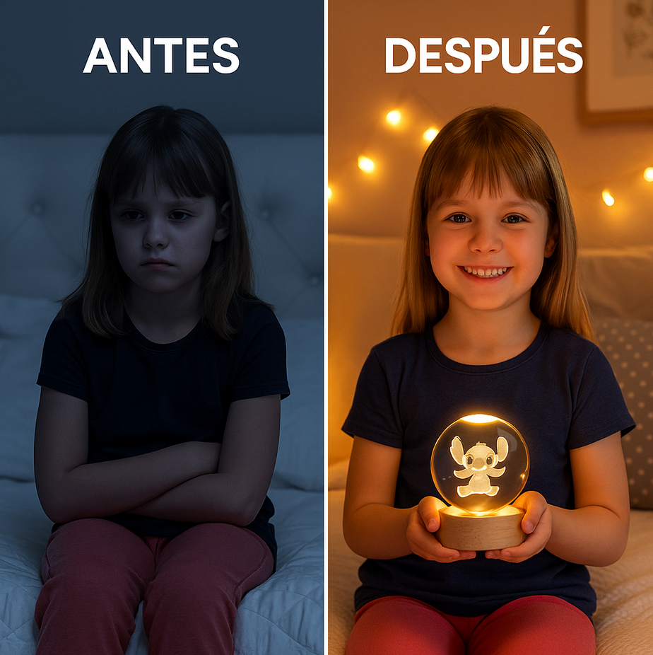 Lámpara de Cristal LED 3D de Stitch – El regalo mágico que ilumina la pieza de tus hijos 💙✨