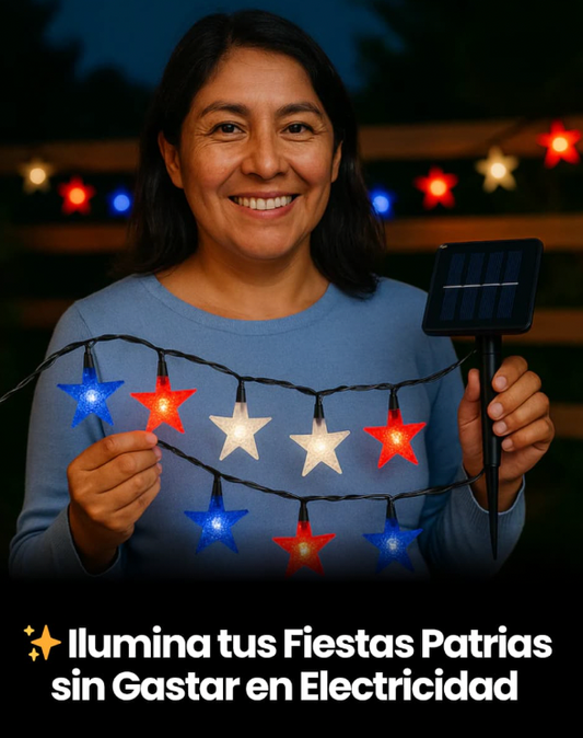Guirnalda Solar Fiestas Patrias – 10 Metros de Iluminación 🇨🇱