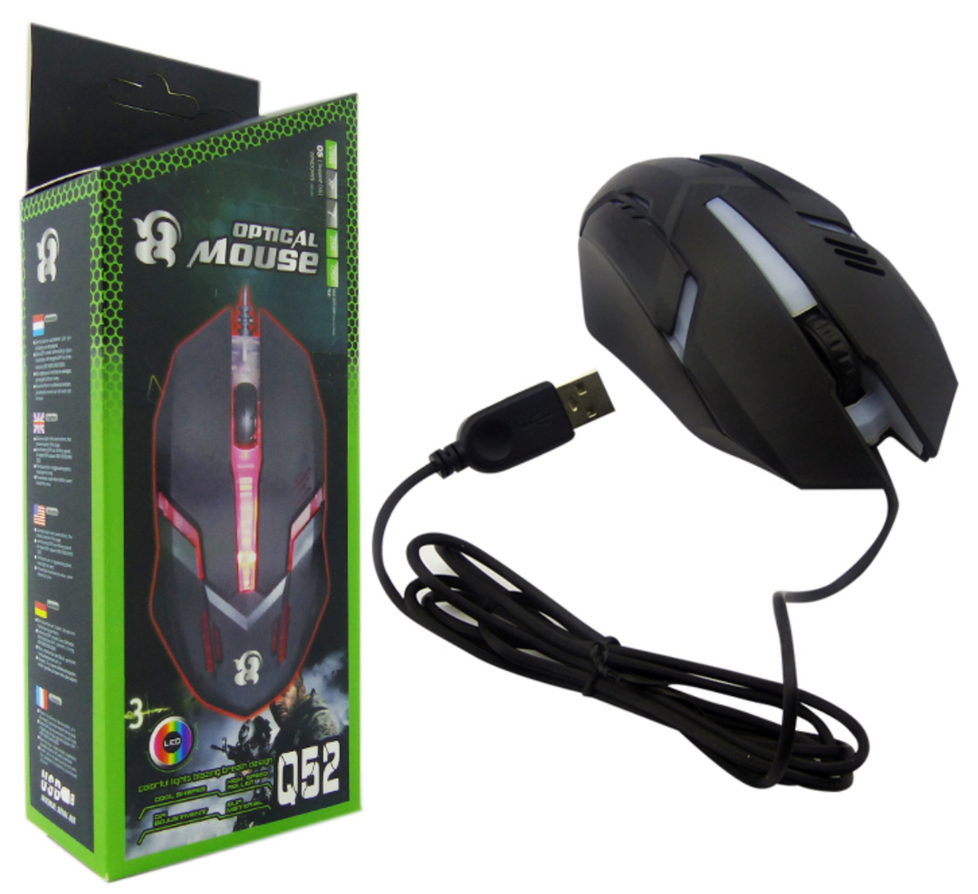 Mouse Gamer Q52 Con Luz Y Cable USB Largo.