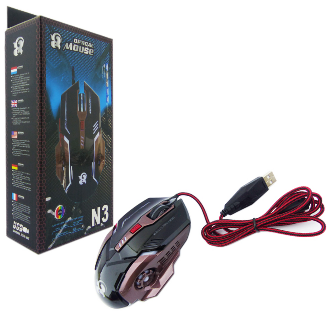 Mouse Gamer N3, Con USB, Luz, 6 Botones.