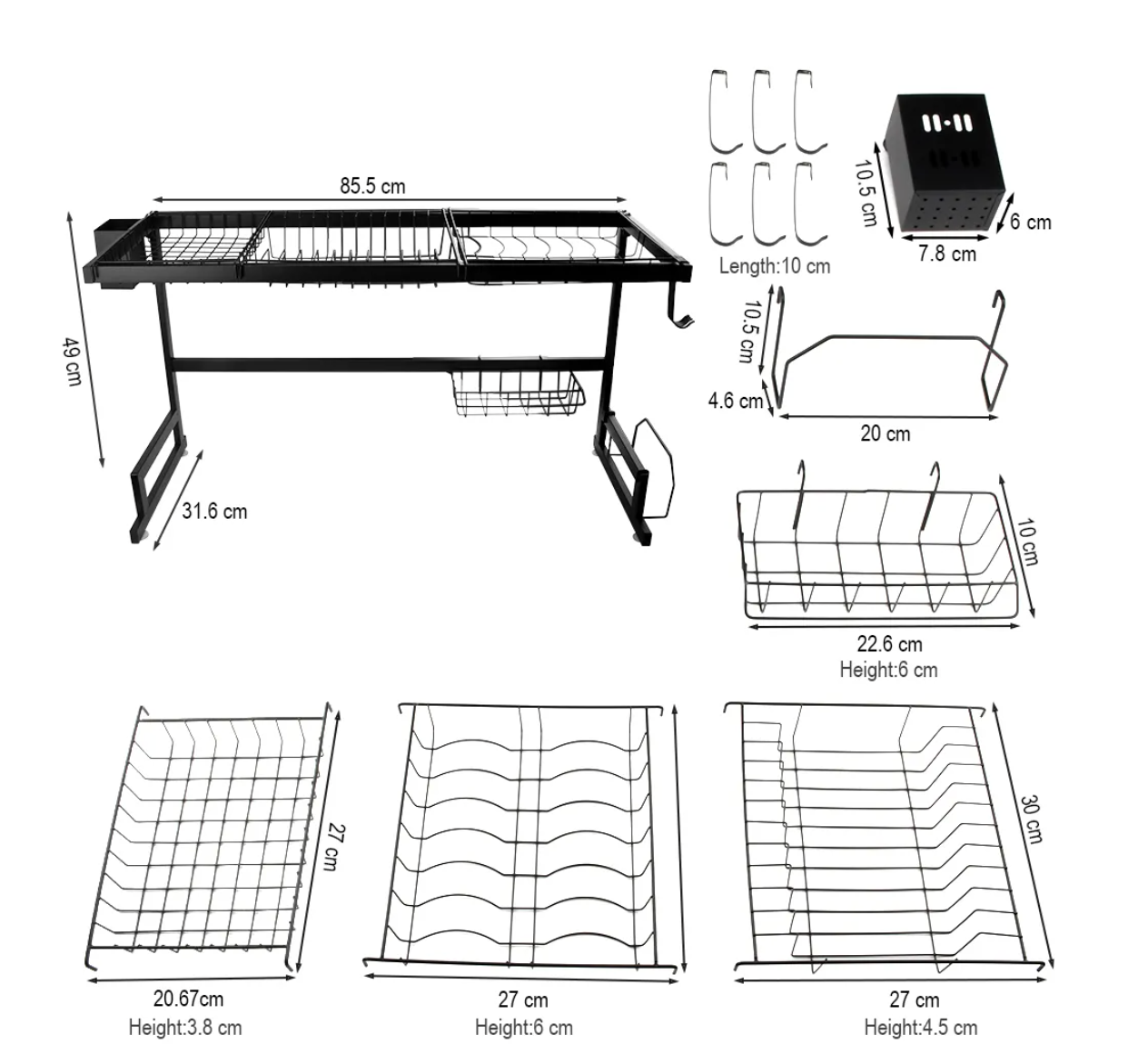 Seca Platos Escurridor De Loza 85 Cm 2 Niveles.