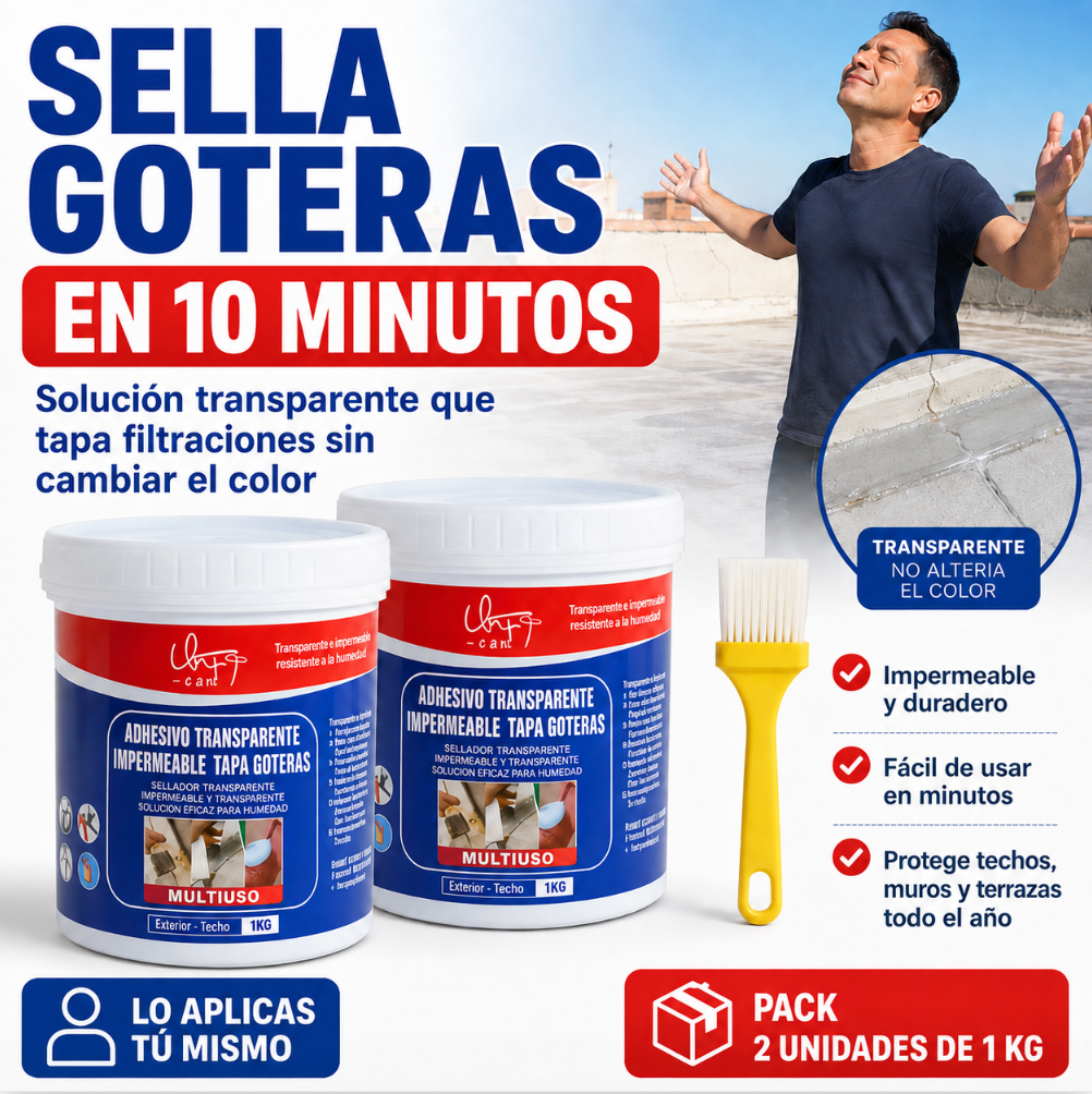 Sellador Transparente Tapa Goteras | Lleva 1KG + 1KG GRATIS 🎁