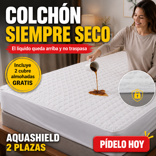 Cubre Colchón Impermeable 2 Plazas Hipoalergénico + 2 Cubre Almohadas de REGALO 🎁