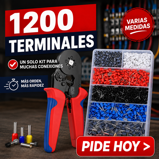 CrimpMax — Kit Crimpeadora Profesional + 1.200 Terminales Ordenados por Calibre