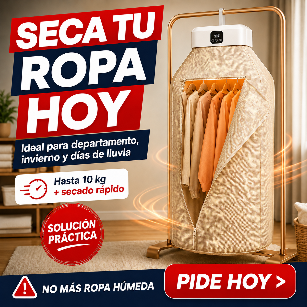 SecaPro Cápsula - Secadora de Ropa Portátil Seca en 1 Hora