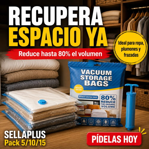 SellaPlus™ Bolsas al Vacío con Bomba Incluida (Pack 5/10/15 + 50% OFF)