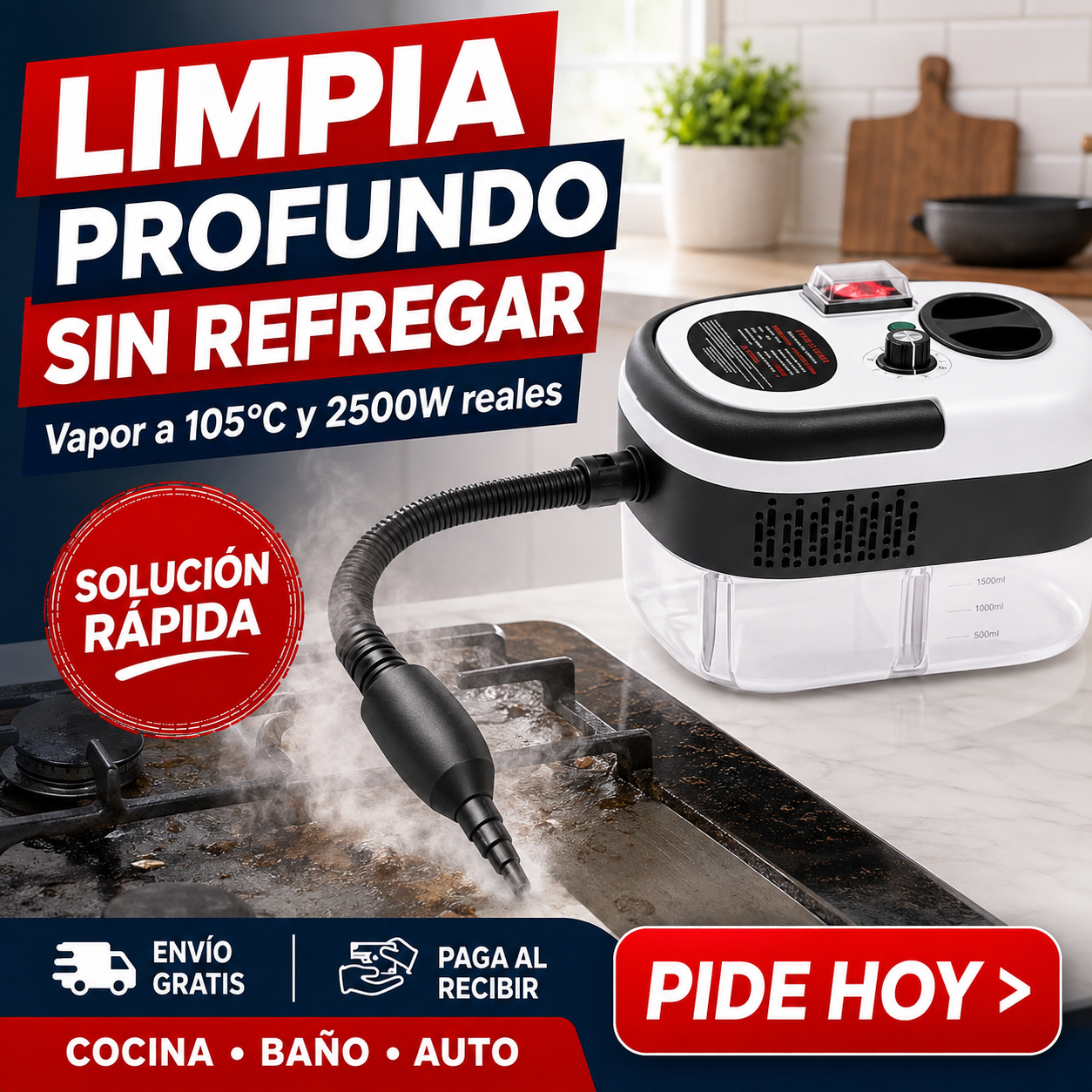 VaporPro  — Limpiadora a Vapor de Alta Presión + Kit de Accesorios