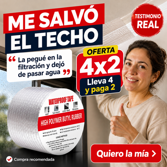 SellaMax Pack 4 al Precio de 2 — Cinta Butílica Antigoteras con Aluminio Reforzado | 10 cm x 5 m