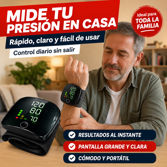 Health+ Monitor de Presión Arterial Digital de Muñeca con Voz en Español - Recargable USB