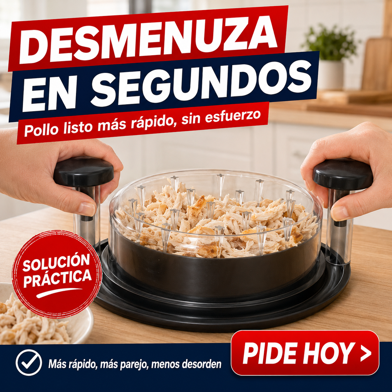 DesmenuzaPro — Desmenuzadora de Pollo y Carne en 10 Segundos | Base Antideslizante