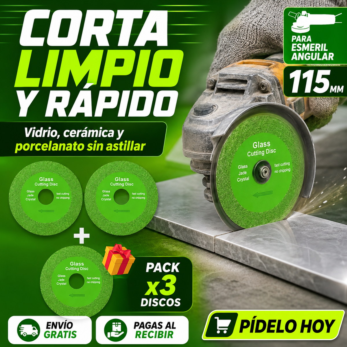 Discos de Corte para Cerámica y Vidrio | Lleva 2 Discos + 1 de REGALO