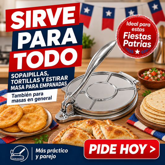 MasaPro — Prensa de Aluminio Fundido 20 cm para Tortillas, Empanadas y Sopaipillas