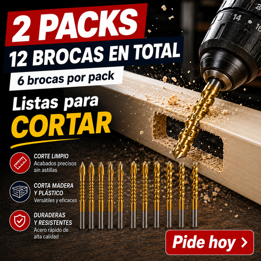 CortaFlex — 12 Brocas que Perforan, Cortan y Tallan Madera y Plástico