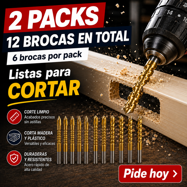 CortaFlex — 12 Brocas que Perforan, Cortan y Tallan Madera y Plástico