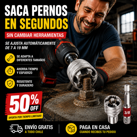DadoFlex — Kit Autoajustable 7-19mm + Adaptador Taladro | Saca Tuercas Peladas