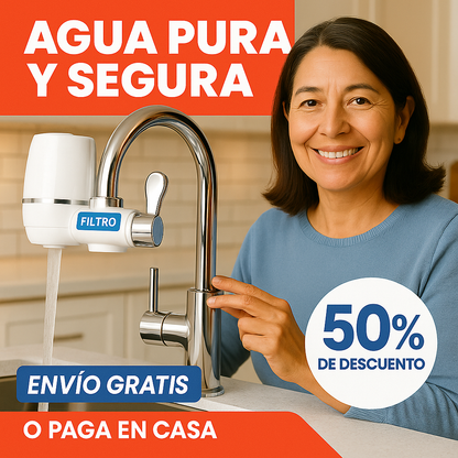 Filtro Purificador de Agua para Grifo — Agua limpia y segura directo de tu cocina